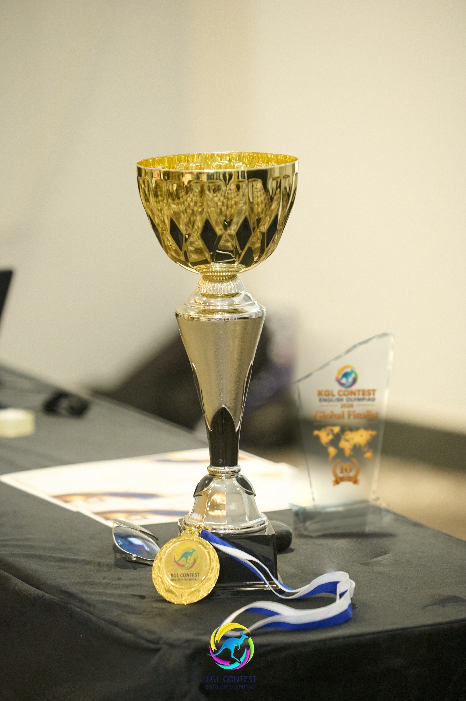 KGL Contest trophies and medals laid out before the Award Ceremony